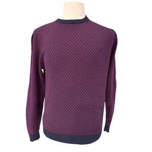 Original Penguin Checkered Sweater Long Sleeve Crew Neck Mens Size L Cotton Blen